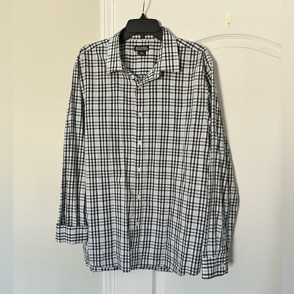 MICHAEL Michael Kors | men’s blue stripe button down shirt - XXL